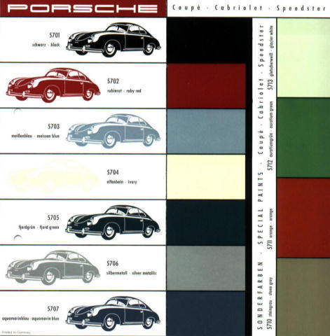 Porsche Color Chart